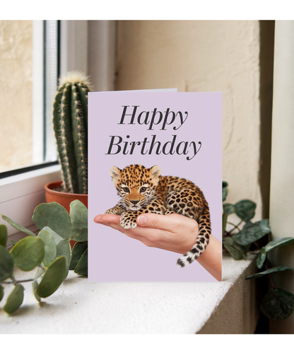 Birthday card Miniture leopard cute funny