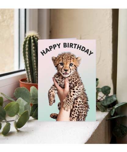 Birthday card Miniture cheetah cute funny