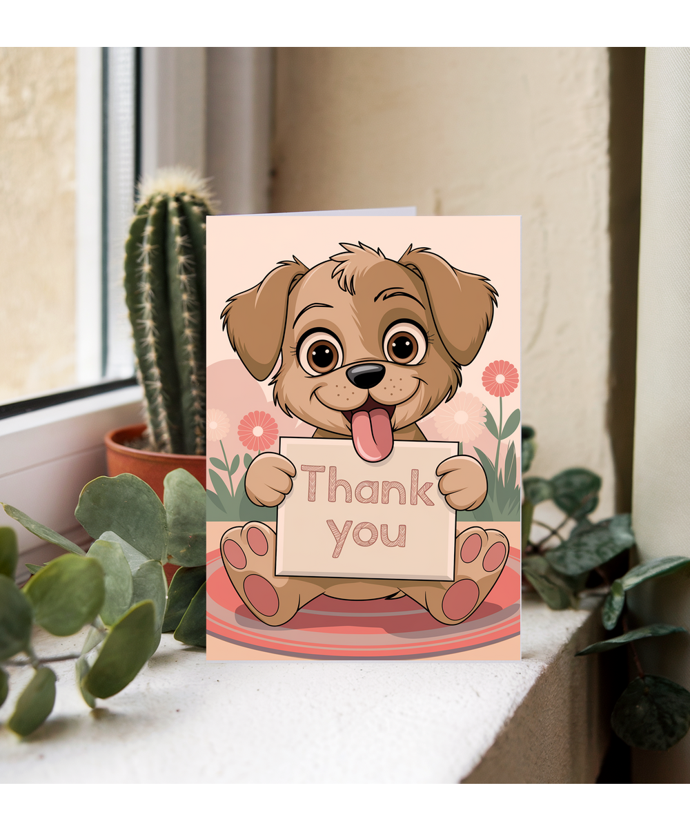 Thank You - Puppy with a Thank-You Card