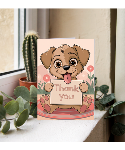 Thank You - Puppy with a Thank-You Card