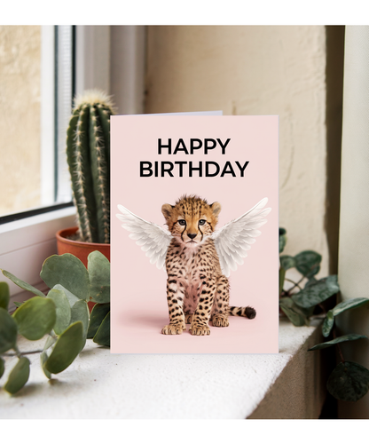 Birthday Card Cheetah With Wings