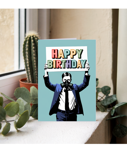 Happy Birthday Card Stencil man card for him