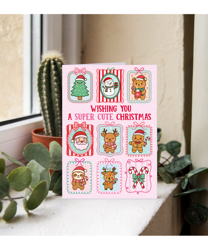 Girly Christmas Card for Her Wishing You a Super Cute Christmas