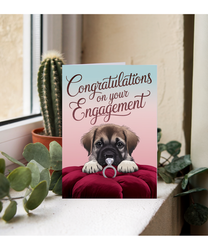 Congratulations on Your Engagement - Puppy with a Ring