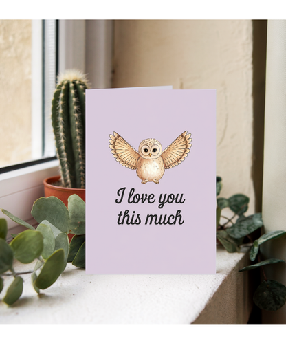 Valentines Day Card I Love you this much Owl