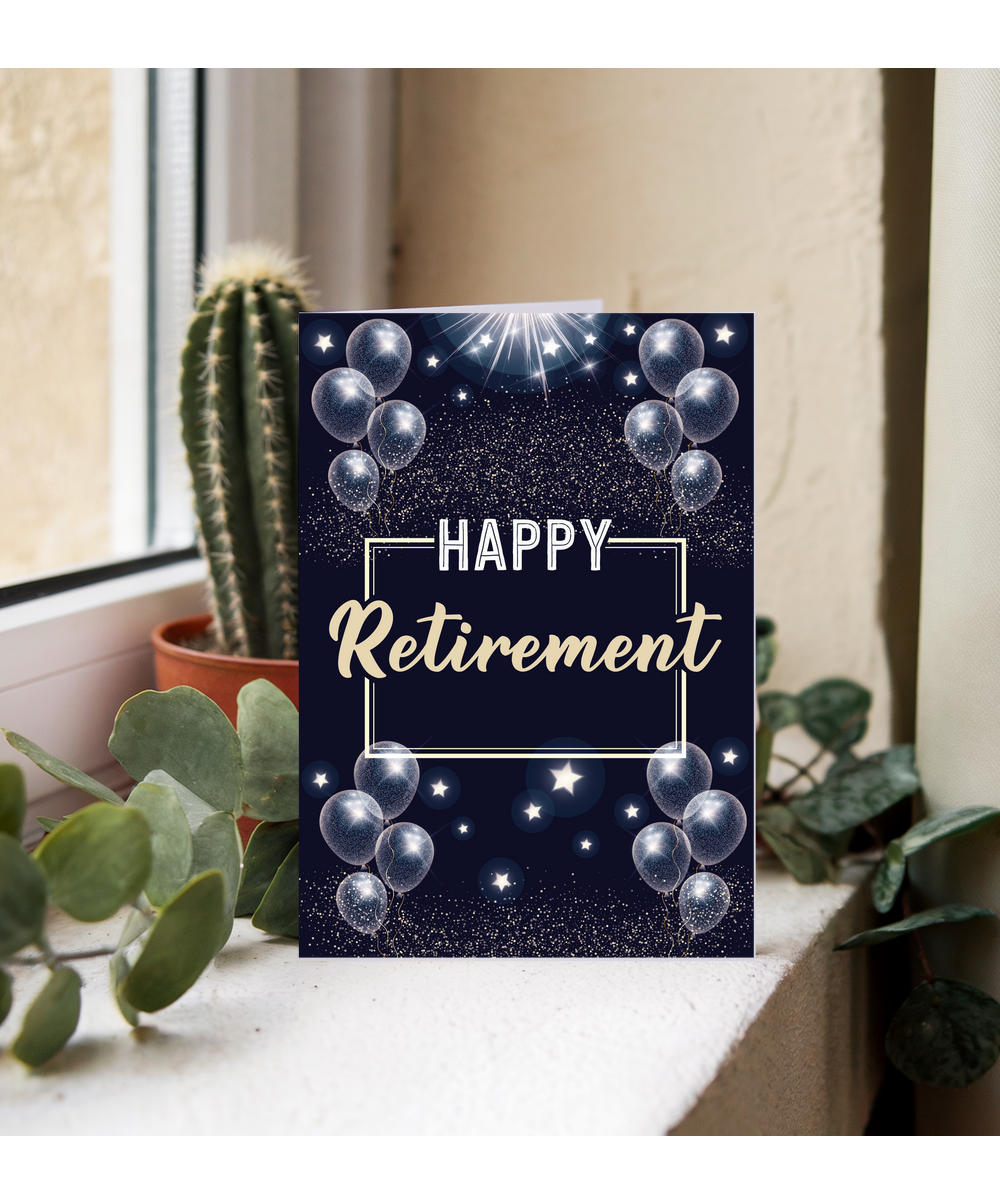Happy Retirement with Balloons and Confetti