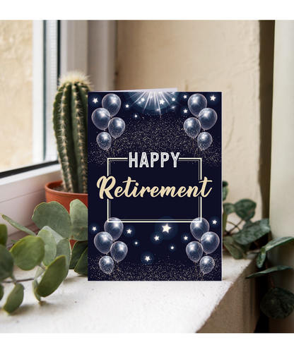Happy Retirement with Balloons and Confetti