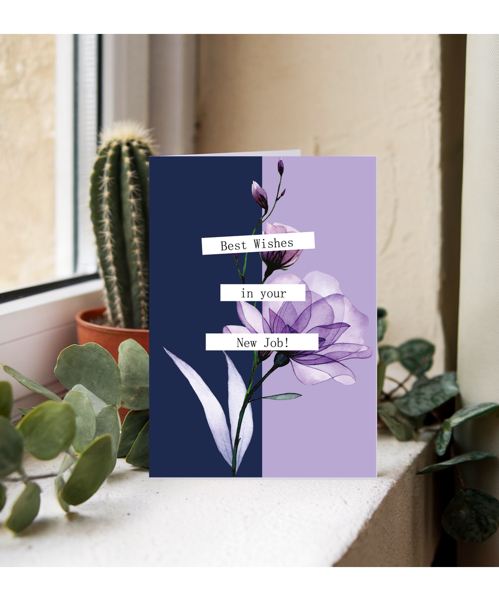 Best Wishes in Your New Job Card for Her with Professional Floral Design