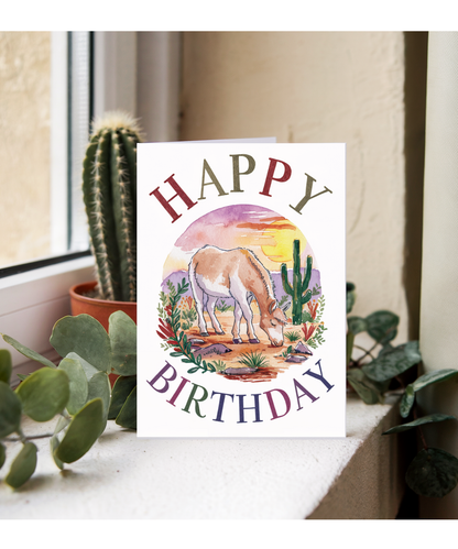 Happy Birthday cute burro watercolour