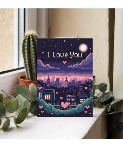 Valentines pixel night sky i love you