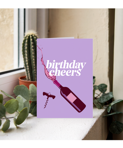Birthday Cheers Card for her red wine