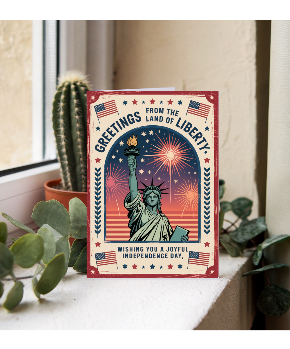 Greetings from the land of liberty frame