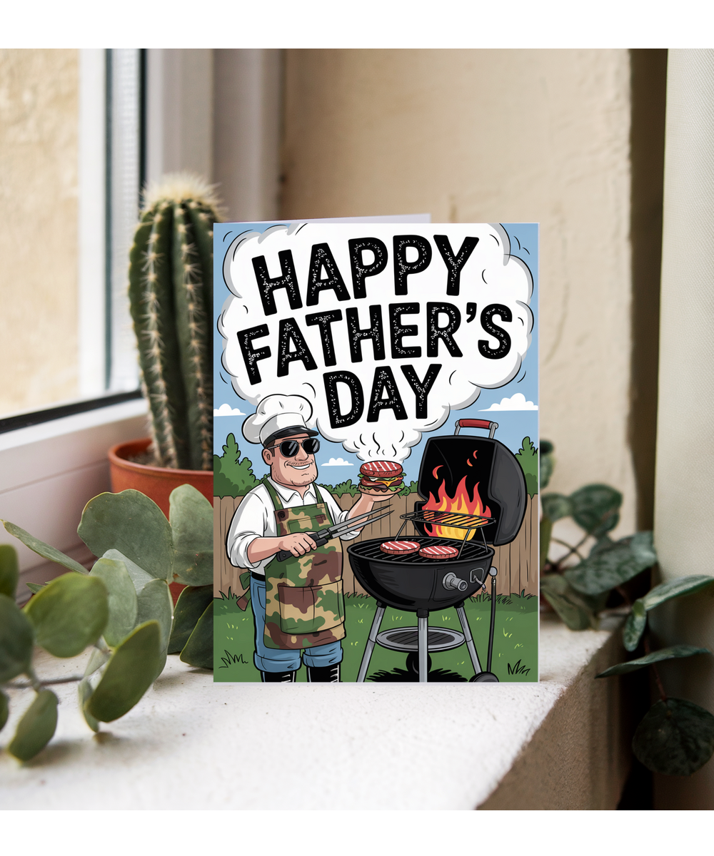 Happy Fathers Day Card Cool Dad on the BBQ