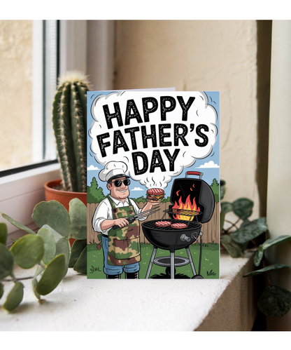 Happy Fathers Day Card Cool Dad on the BBQ
