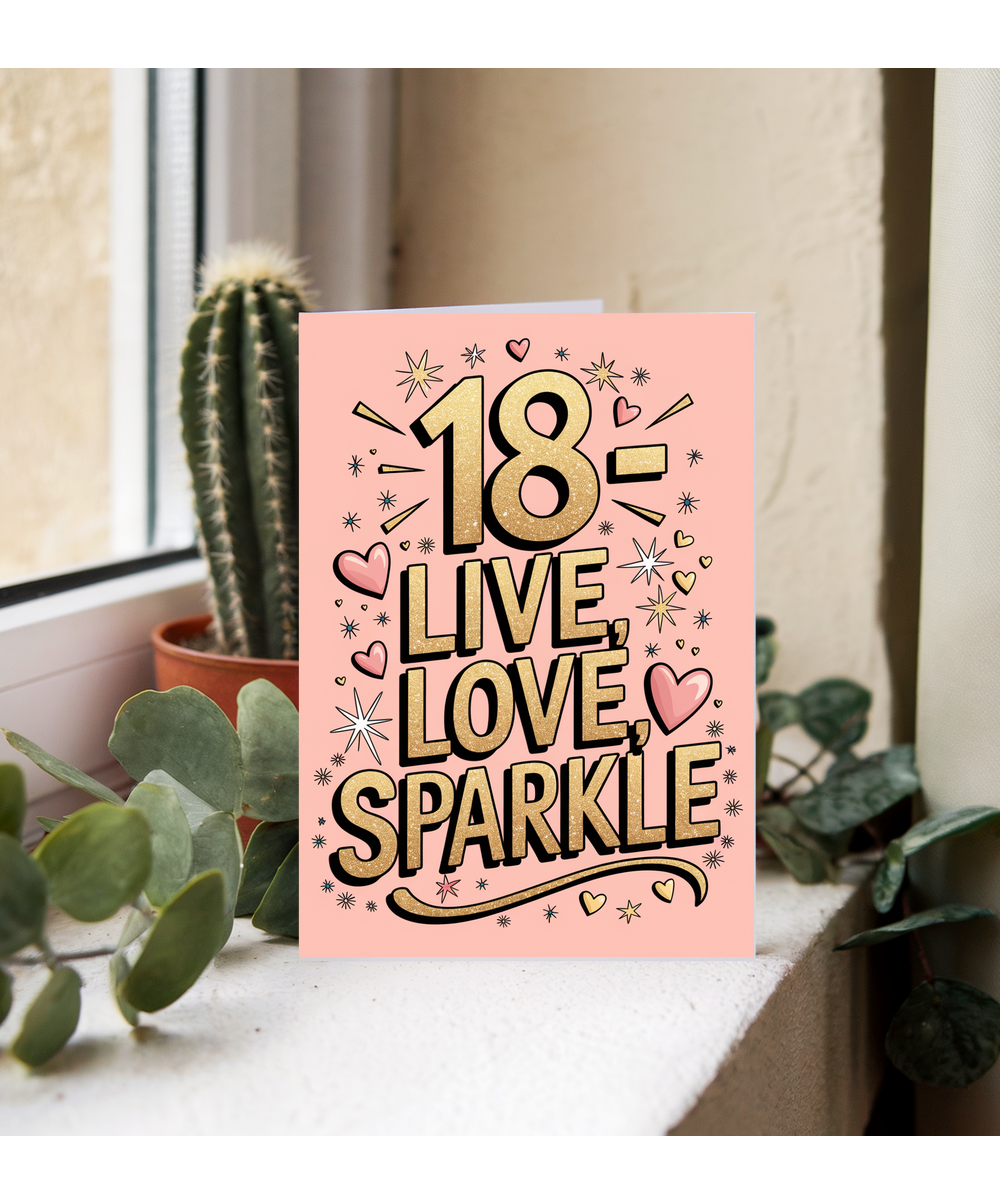 18th Birthday Card Live, Love, Sparkle for girl