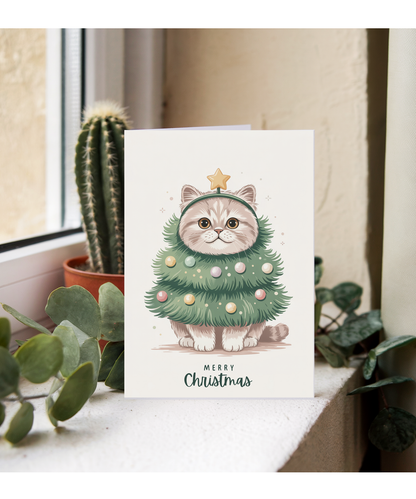 Persian cat in christmas tree costume