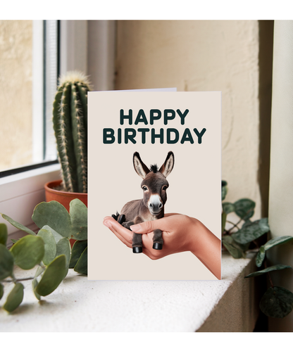 Happy Birthday Card Mini Donkey cute funny