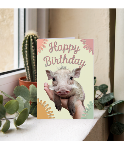 Birthday card warthog miniture cute funny