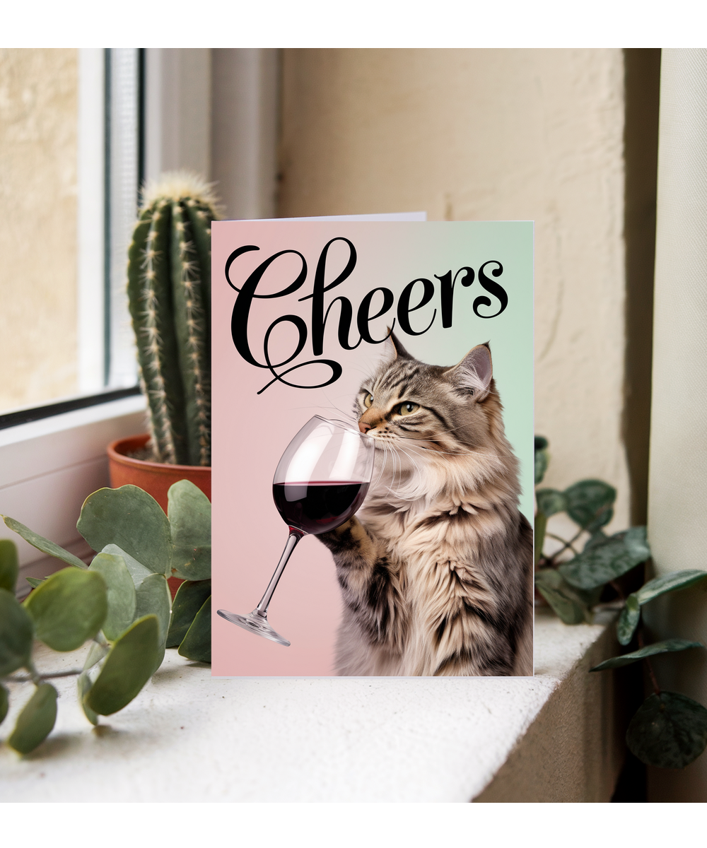 Cheers with Cat with a Glass of Wine