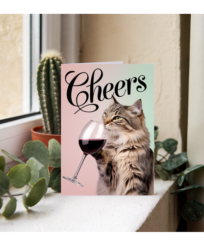 Cheers with Cat with a Glass of Wine