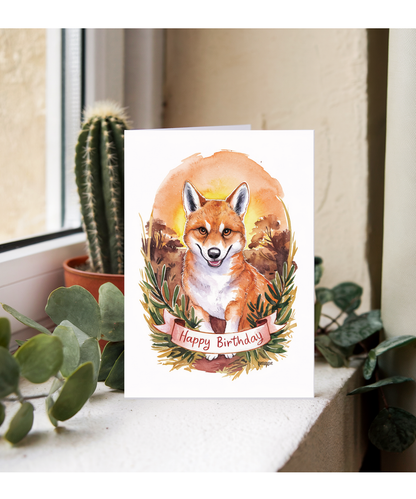 Happy Birthday cute dingo watercolour