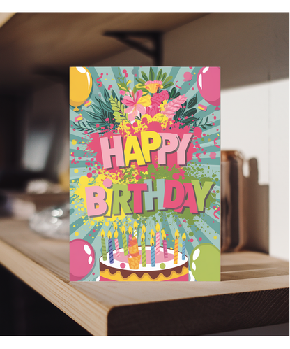 Happy Birthday with Colorful Paint Splashes