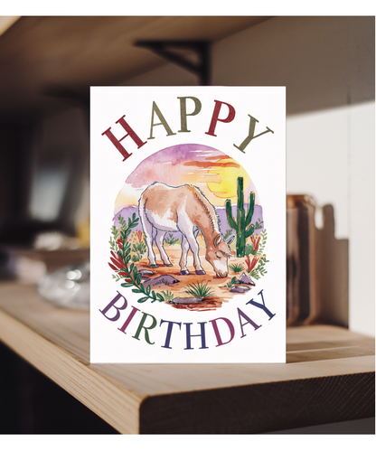 Happy Birthday cute burro watercolour