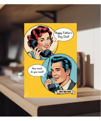 Funny Fathers Day Card Vintage How Much do You Need Asking Dad for Money