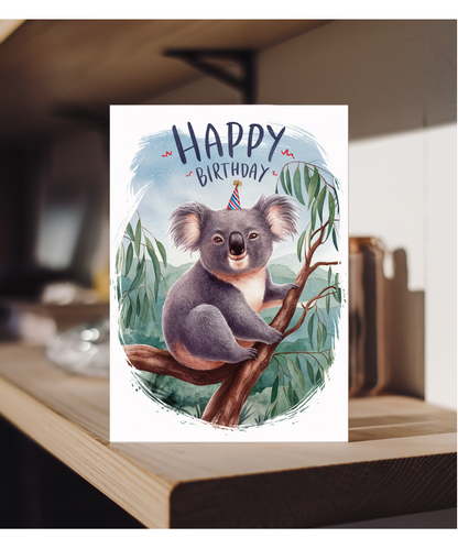 Happy Birthday cute koala watercolour