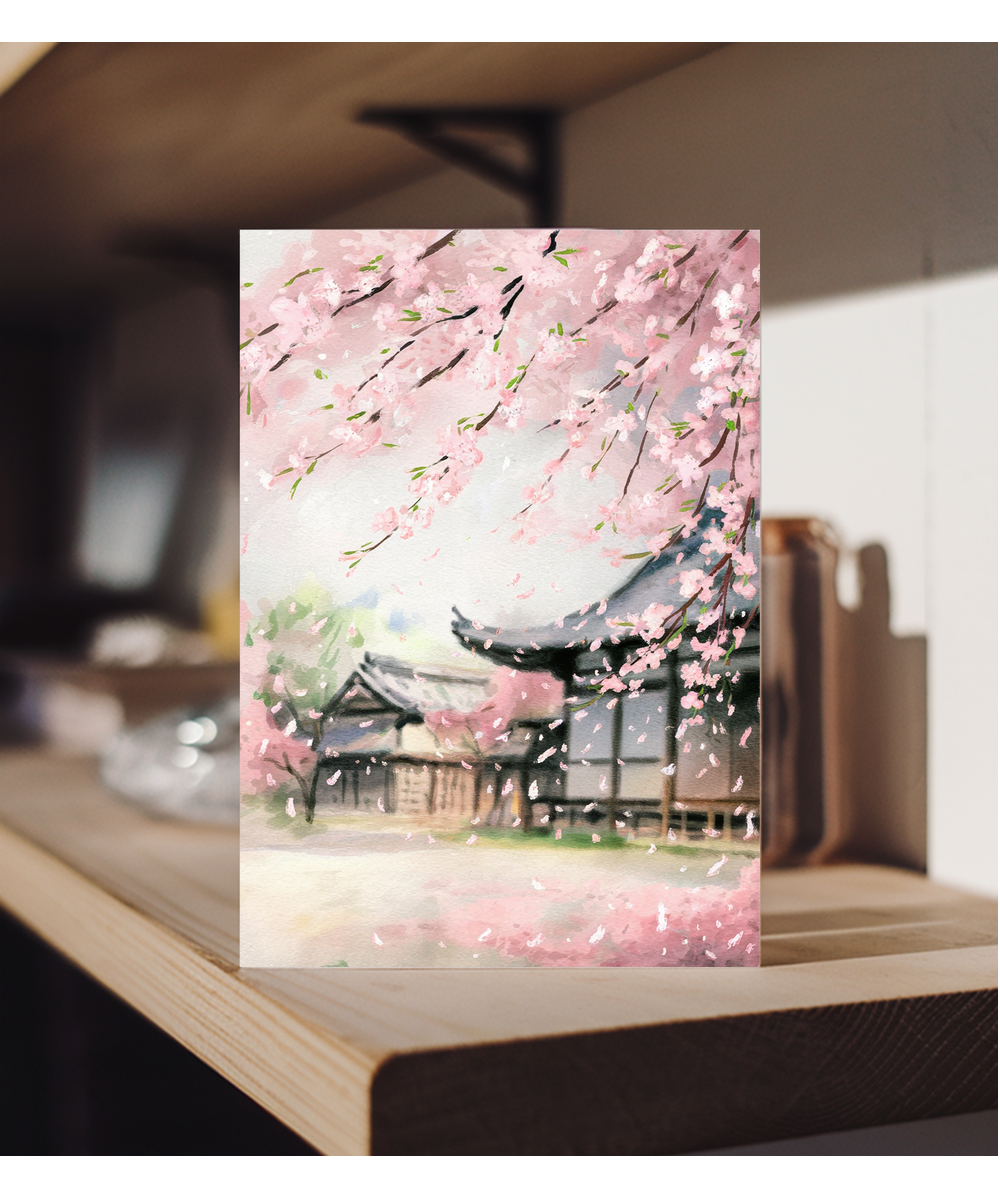 watercolor painting of cherry blossoms in full bloom