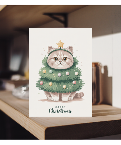 Persian cat in christmas tree costume