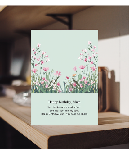 Birthday Card Happy Mum flowers poem