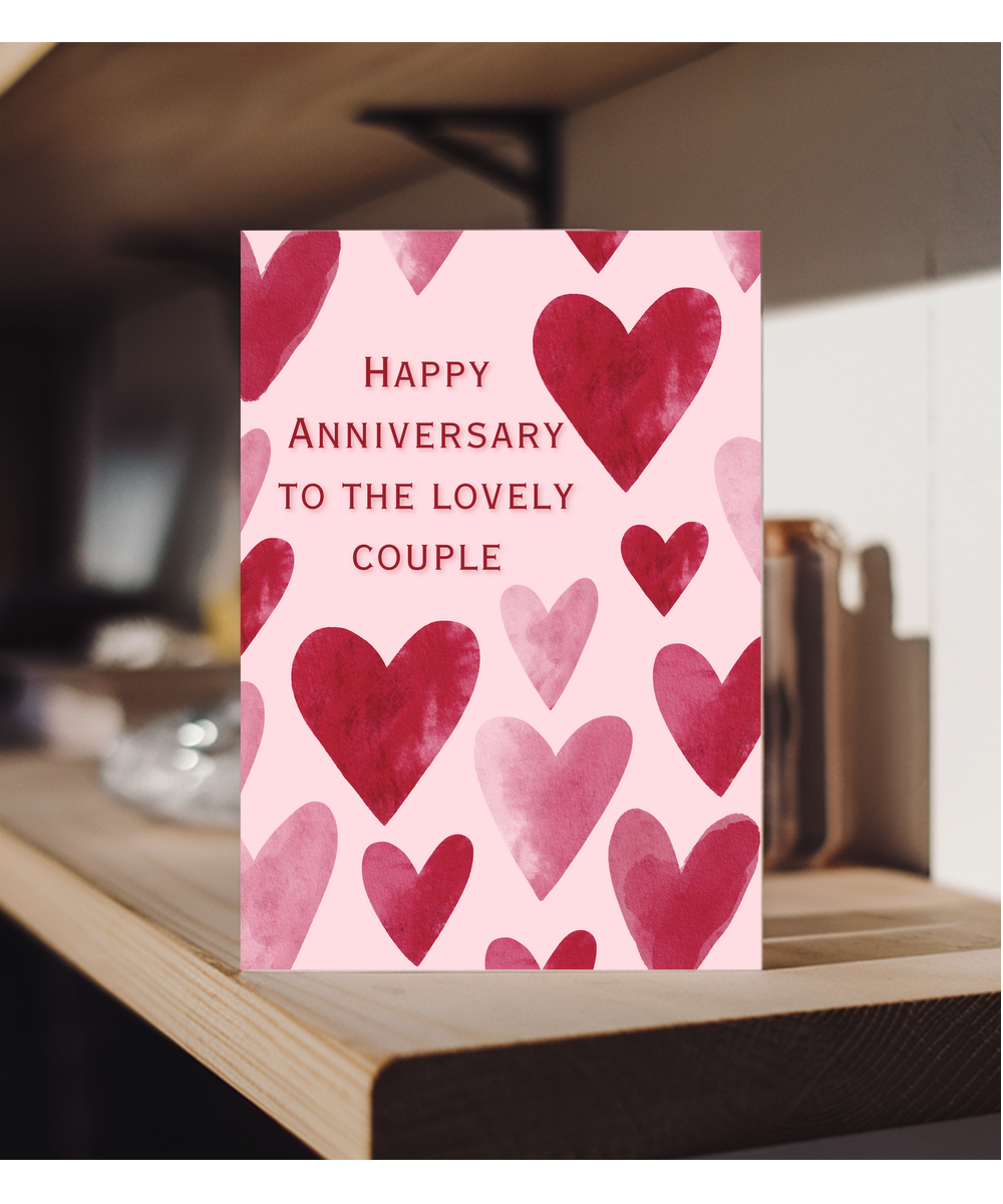 Happy Anniversary to the lovely couple Watercolour hearts