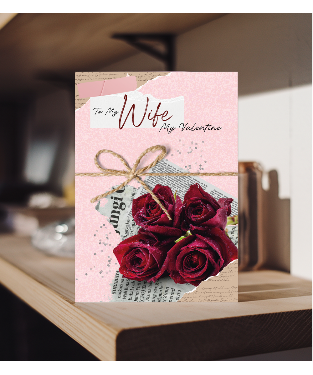 Valentines Day Card From Husband To My Wife My Valentine Romantic Roses and Letters