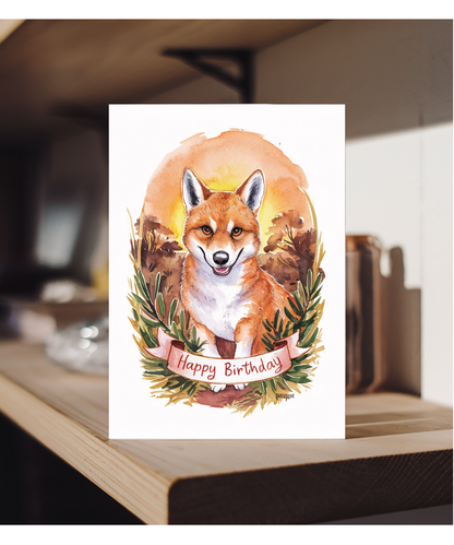 Happy Birthday cute dingo watercolour