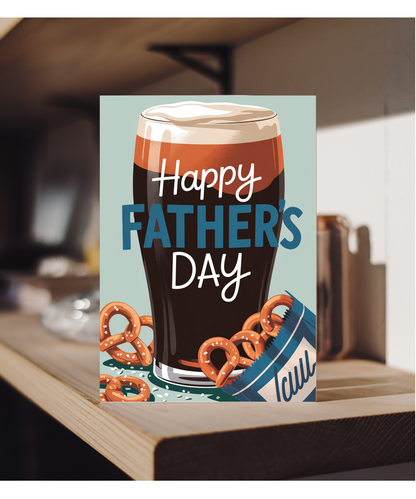 Father's Day card Beer and Pretzels