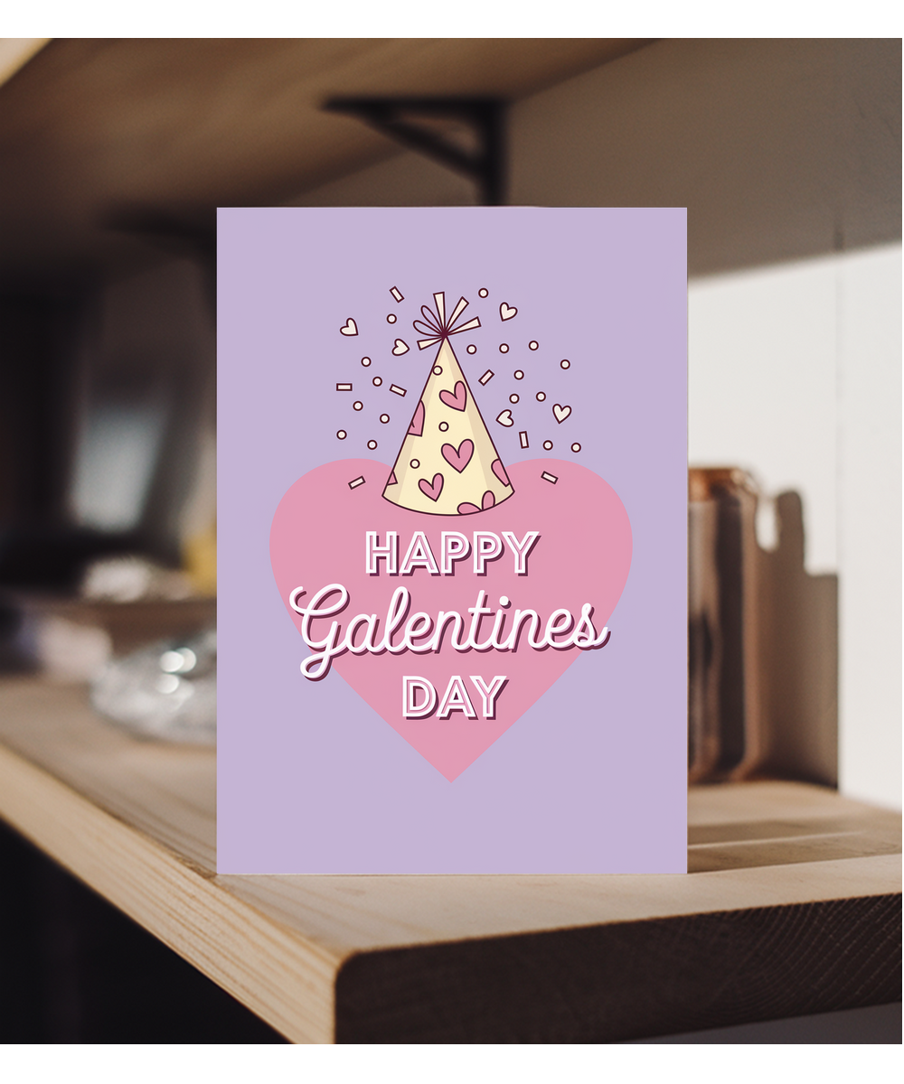 Happy Galentines Day Card cute hat
