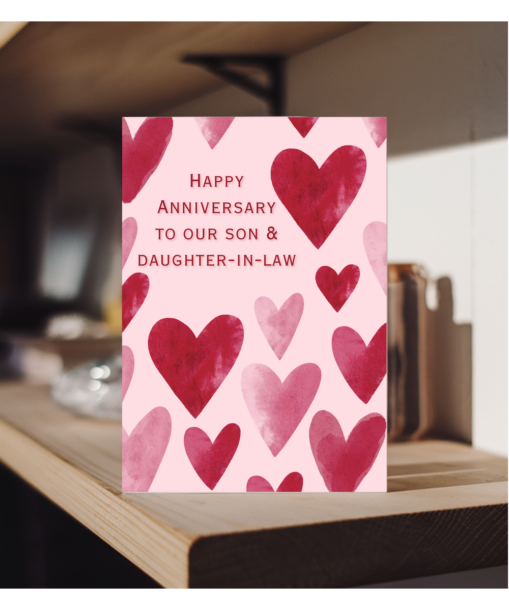 Happy Anniversary to our son and daughter-in-law Watercolour hearts