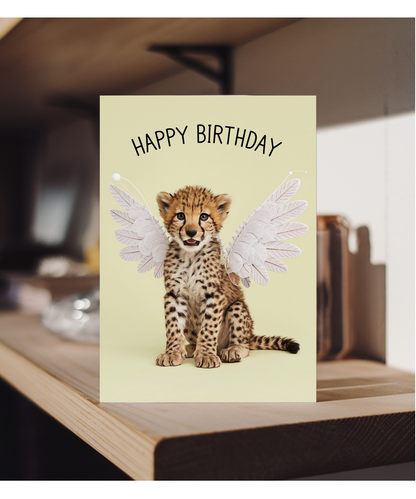 Birthday Card Cheetah with wings