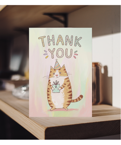 Thank You - Cat with a Gift Bag