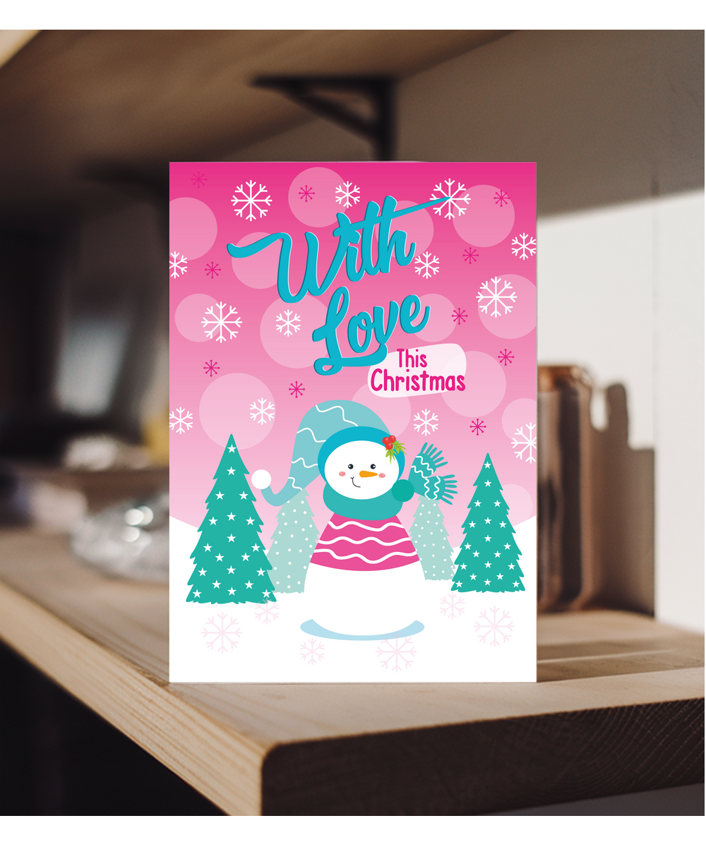 Childrens Christmas Card With Love This Christmas Cute Snowman