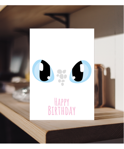 Happy Birthday Card with Dragon Light Eyes