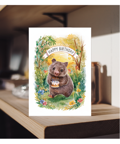 Happy Birthday cute wombat watercolour