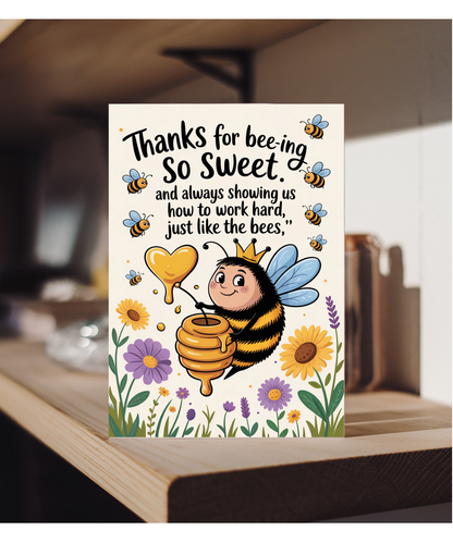 Thank You Card Student Teacher Thanks for Bee ing So Sweet