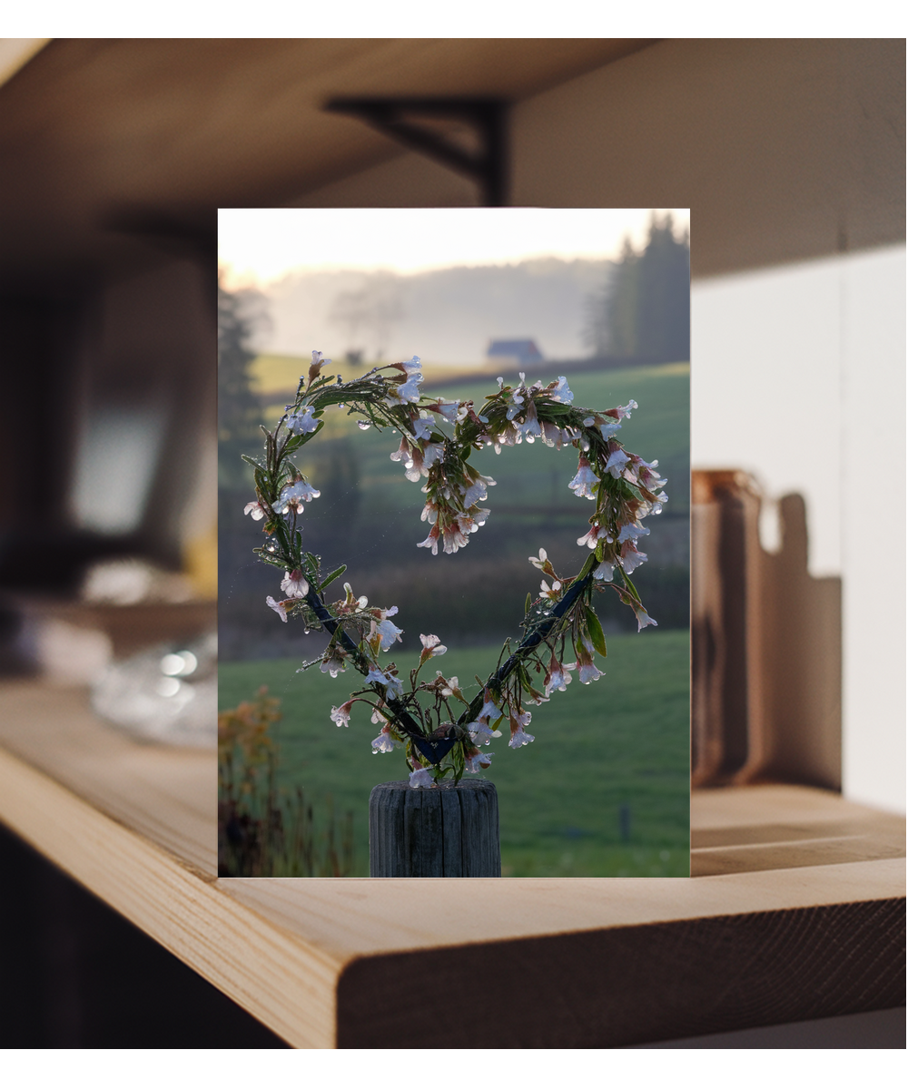 heart-shaped wreath made of wildflowers