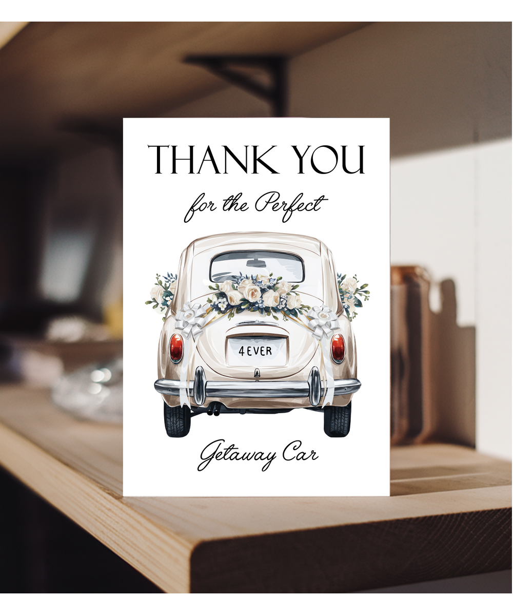 Wedding Thank You Card for the Perfect Getaway Car
