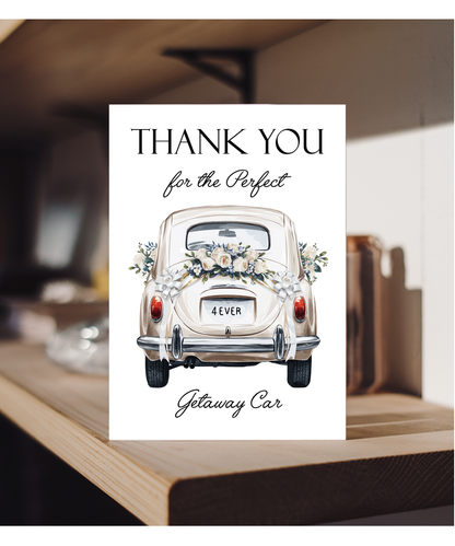 Wedding Thank You Card for the Perfect Getaway Car