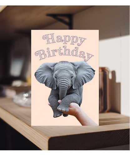 Birthday Card Miniture Elephant cute funny