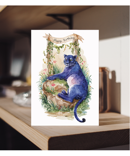 Happy Birthday cute panther watercolour