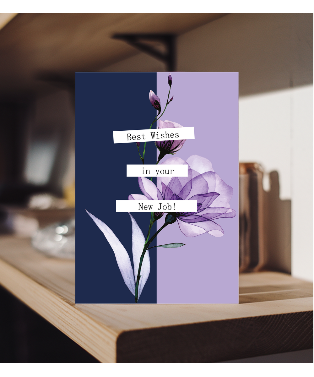 Best Wishes in Your New Job Card for Her with Professional Floral Design